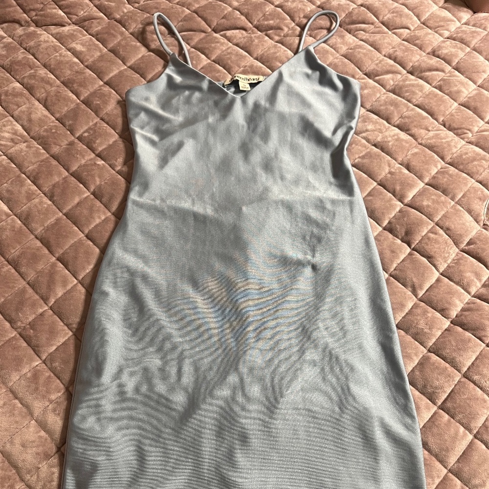 Short Cinderella blue silk dress